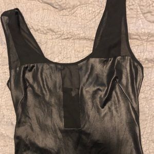 Black mesh and faux leather tank-Urban Outfitters